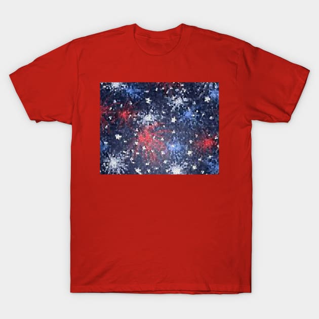 Red white and blue fireworks T-Shirt by junochaos